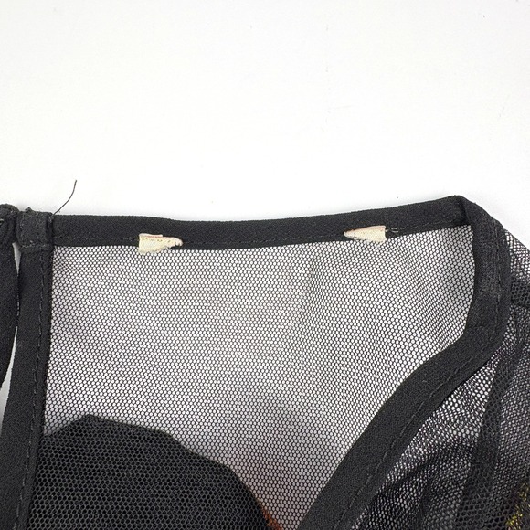 Sheer Embroidered Floral Top No Size Tag Black S/S Whimsy Goth Cottage Fairy - Picture 9 of 11